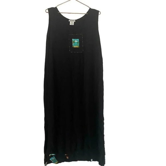 Paradiso Black Sleeveless Crew Neck Pullover Maxi Dress Size Medium - Picture 1 of 5